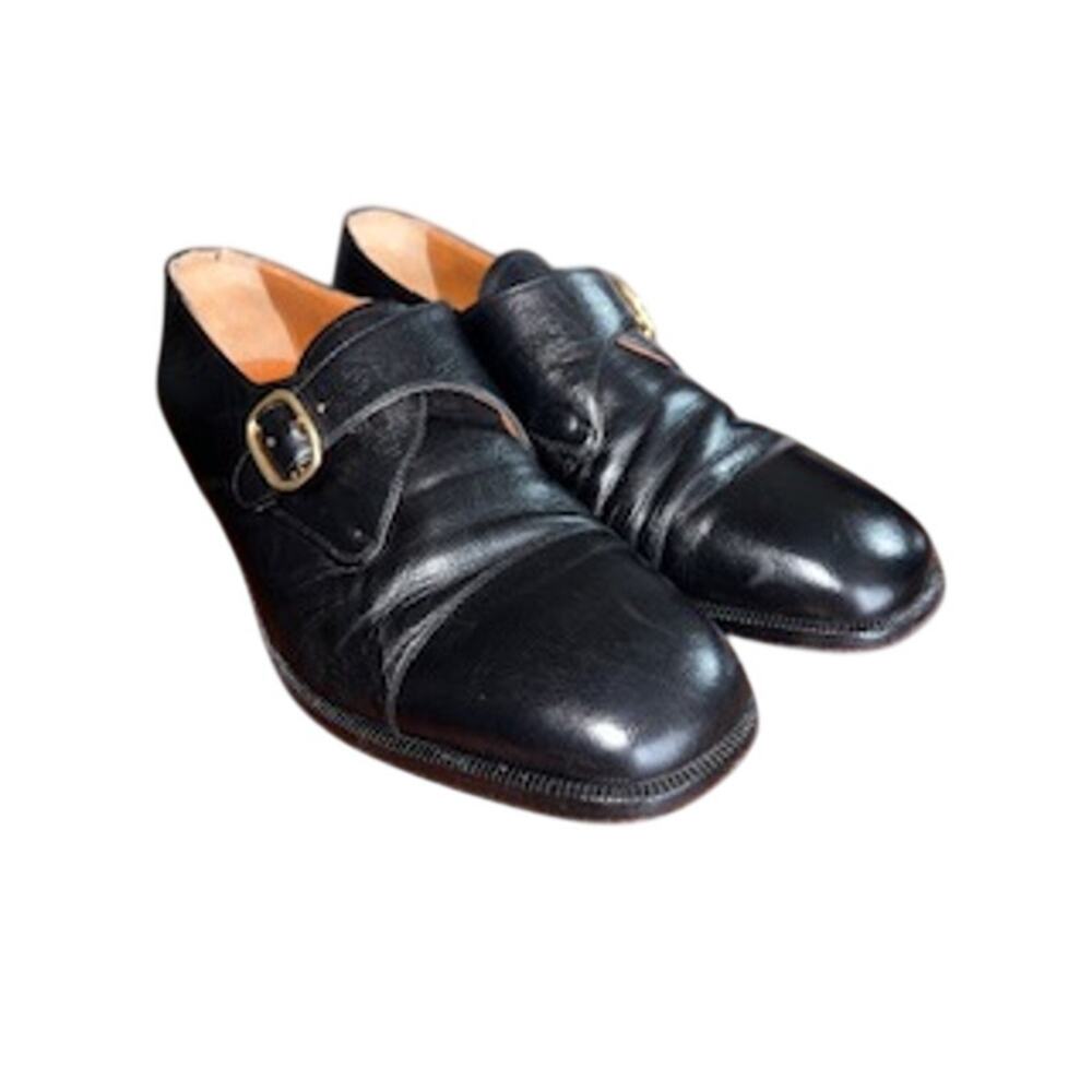 ANDREA CHENIER MEN's sz 8.5M EU 41 BLACK LEATHER BUCKLE SHOE